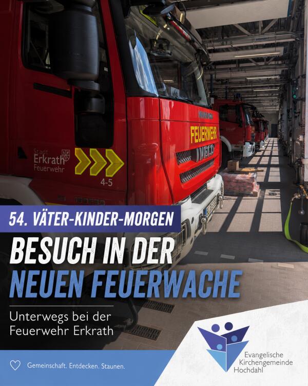 Gruppe beim Väter-Kinder-Morgen vor der neuen Feuerwache Erkrath