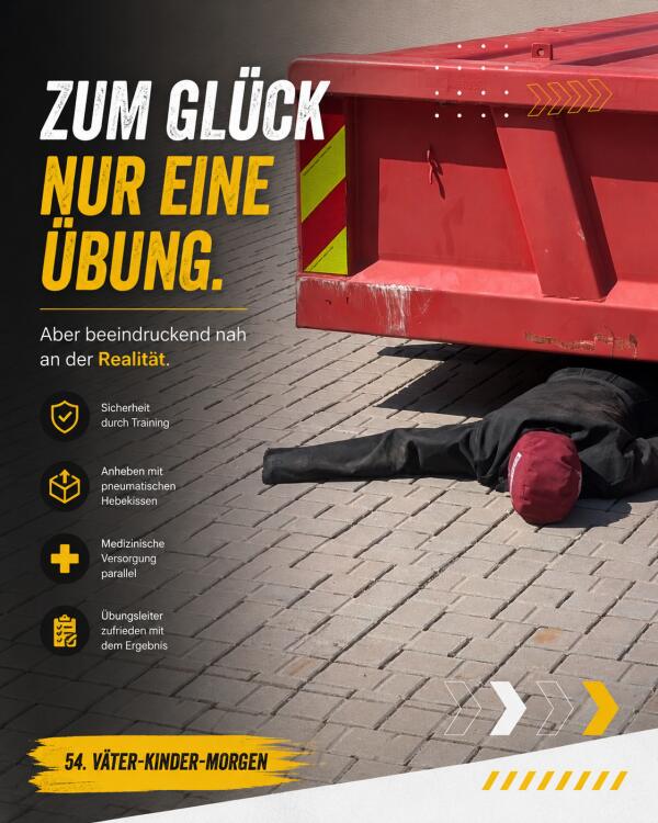 Rettungsübung mit eingeklemmter Person bei der Feuerwehr Erkrath