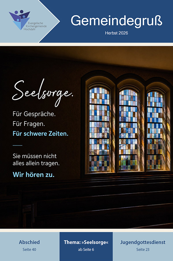 Titelbild des Gemeindegrußes Herbst 2026 mit dem Schwerpunktthema Seelsorge